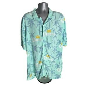 Corona Light Green Hawaiian Novelty Print Short Sleeve Button Down Size XL